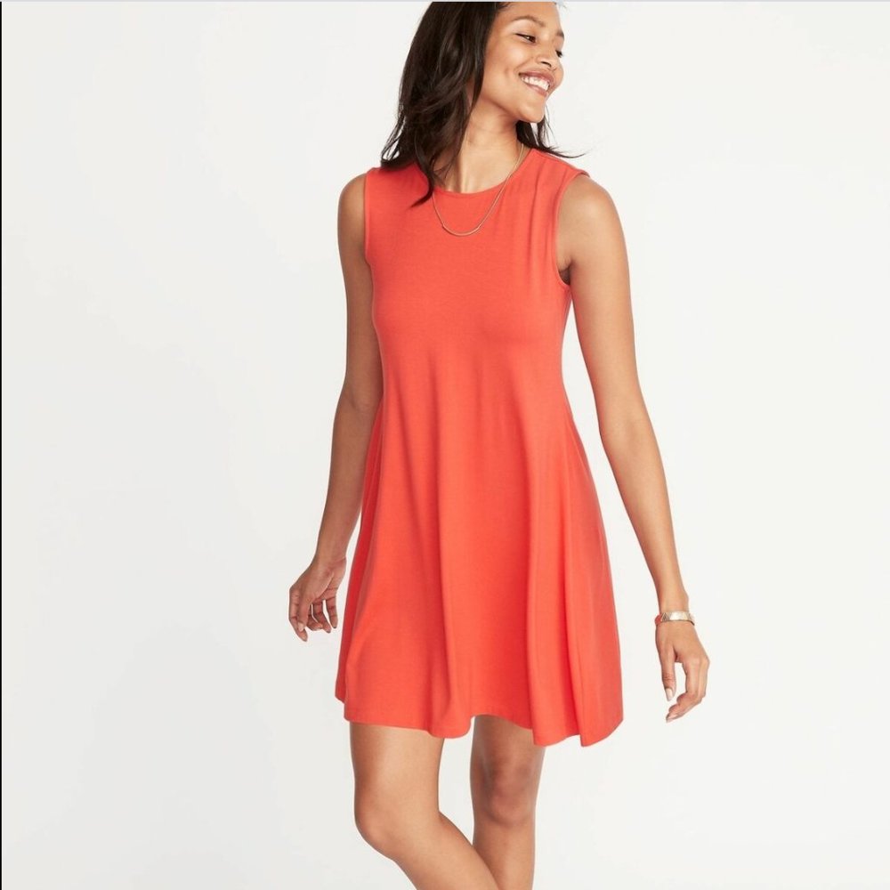Old Navy Sleeveless Jersey Swing Dress Orange S